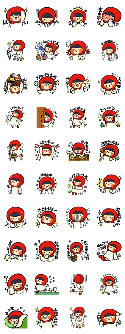 Stickers of a little red riding hood