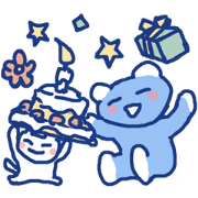 Blue teddy bear and white cat