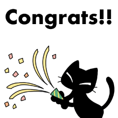 Black cat`s celebration Sticker