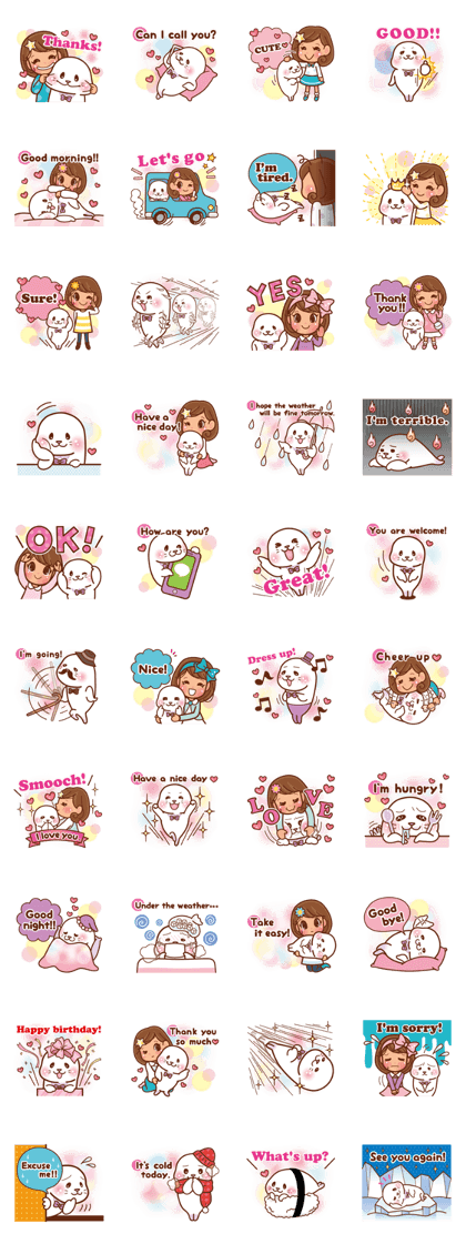Seal&Girl lovely sticker [English]