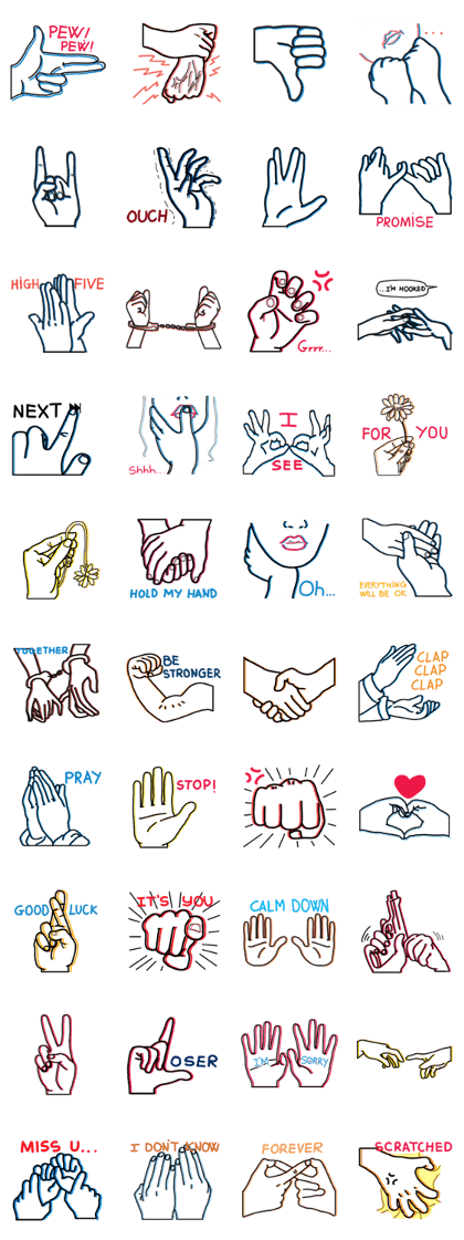 Hands emoji with many expressions