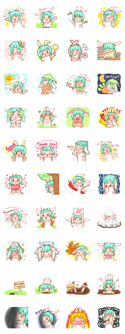 Cute green apple rabbit (ENG)