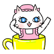 Cheerful white cat - fall and winter ver