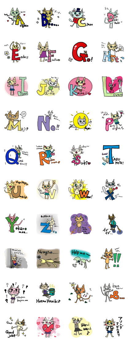 Colorful cats and ABC writing