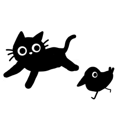 Black cat and crow