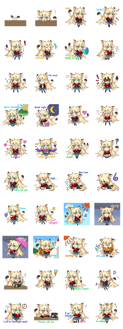 kawaii cat girl sticker(english version)