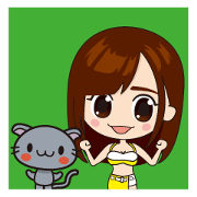 kawaii cat and girl (English)