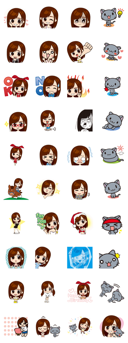 kawaii cat and girl (English)