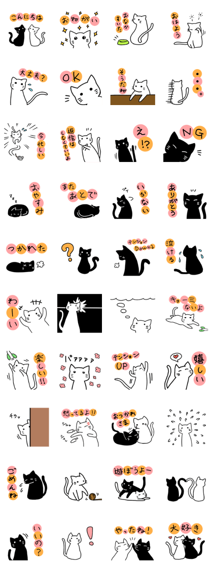 Emotional display of the monochrome cat