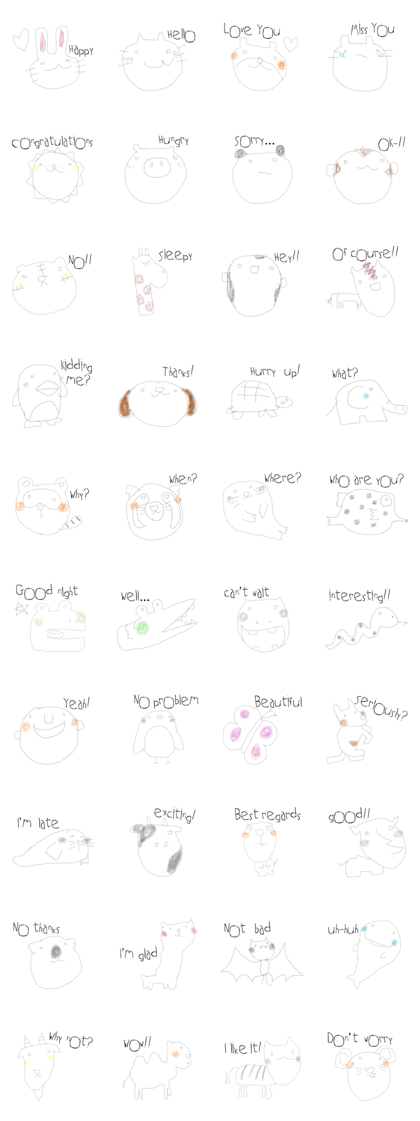 handwritten animals handwritten animals