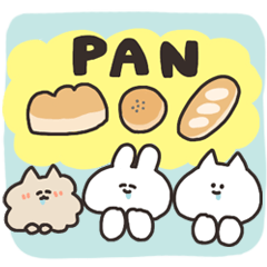 Sticker of bread and rabbit
