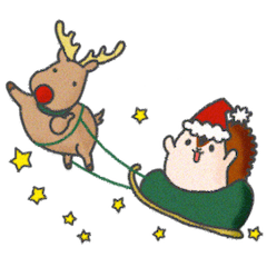 Christmas Sticker with reindeer&squirrel