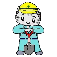 Site worker character cat
