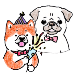 SHIBAINU&PUG greeting sticker