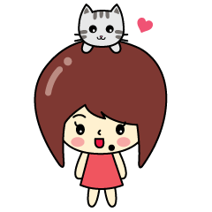 Cute girl and cat