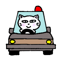 Police term stamp White cat