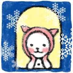 Hokaburi neko's winter greeting sticker