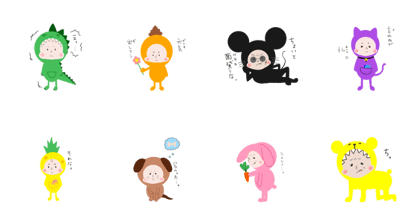 Line クリエイターズスタンプ ちょっとシュールな着ぐるみ赤ちゃん