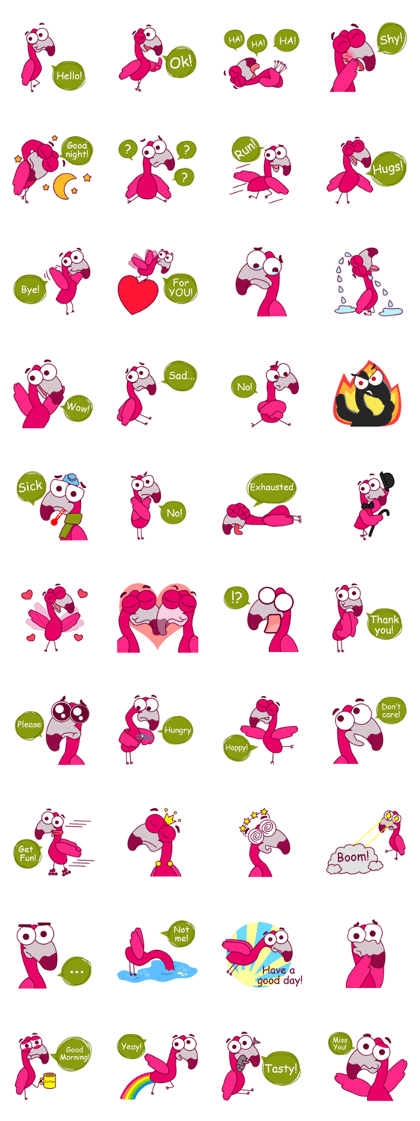 Flamingo Cartoon Fun Set