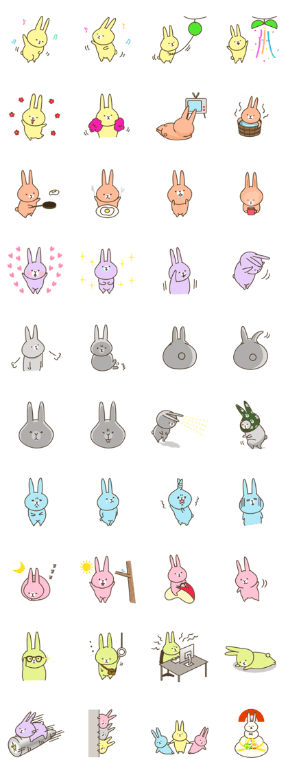 Rabbits in seven colours