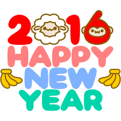 New Year of 2016 monkeys year sticker