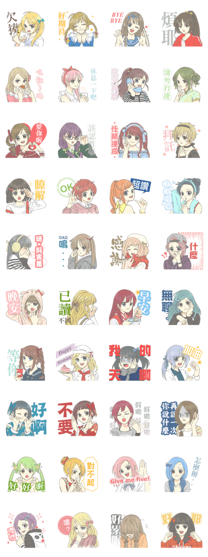 bowknot girls series stickers