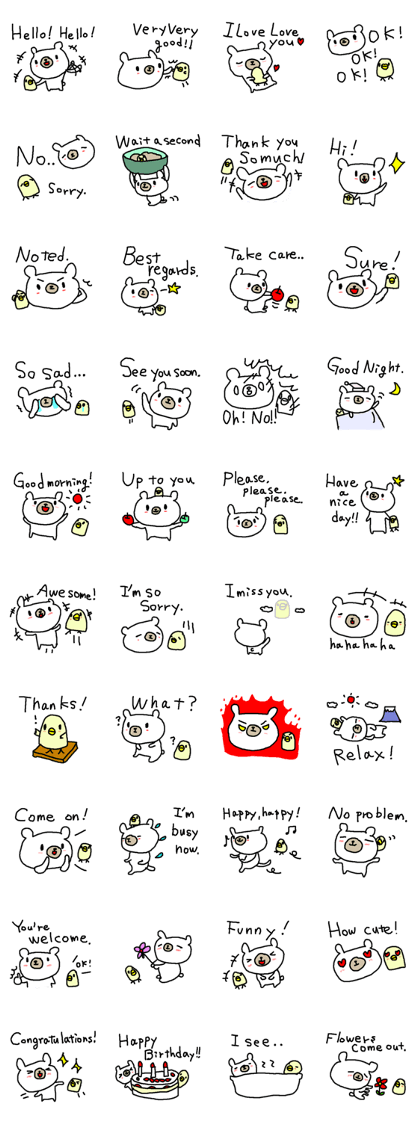 English white bear  big font stickers.