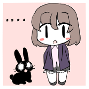 Girl and black rabbit