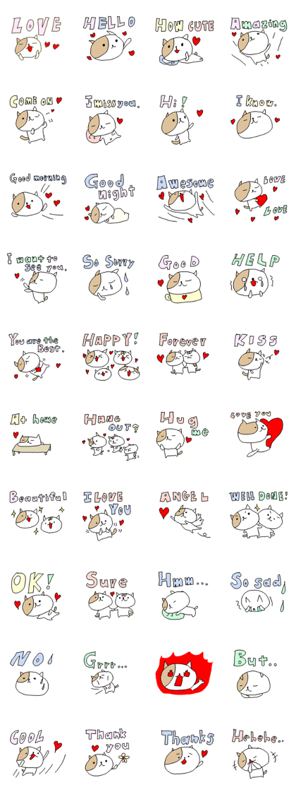 English Love cats stickers.