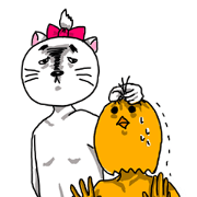 a growing cat and chicken