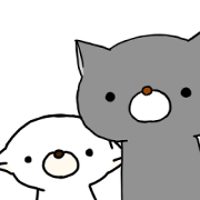 Gray cat and White cat