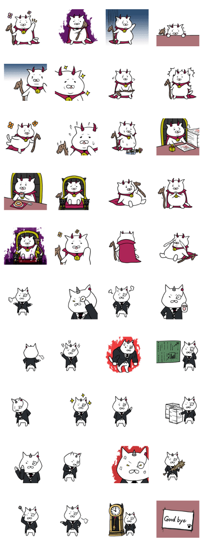 Cat devil and scary Butler Sticker.