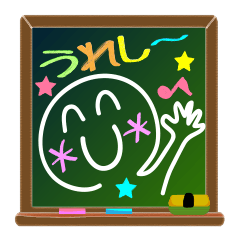 A emoticon with blackboard.