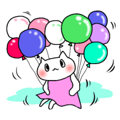 the soft cat with a balloon