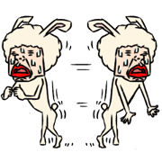 Person of Afro making up as the animal