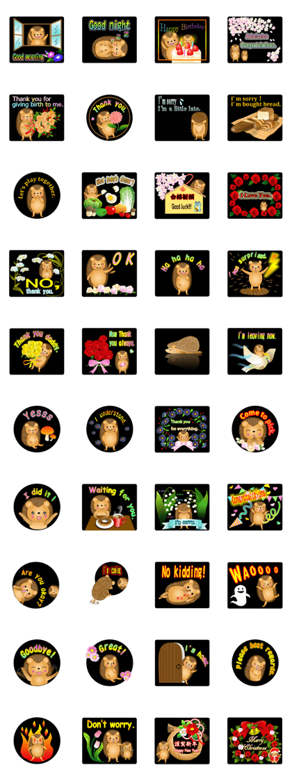 Hedgehog Hopi and popo and bouquet.