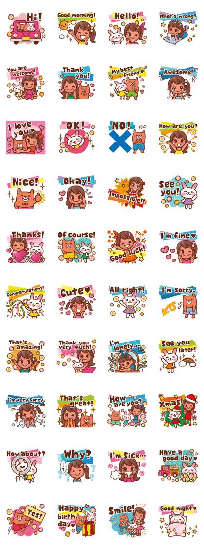 Girl and friends! English sticker