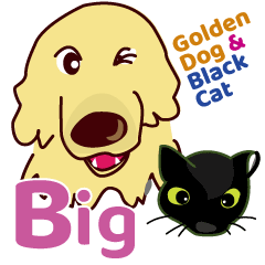 Golden dog and Black cat4  Big Stamp