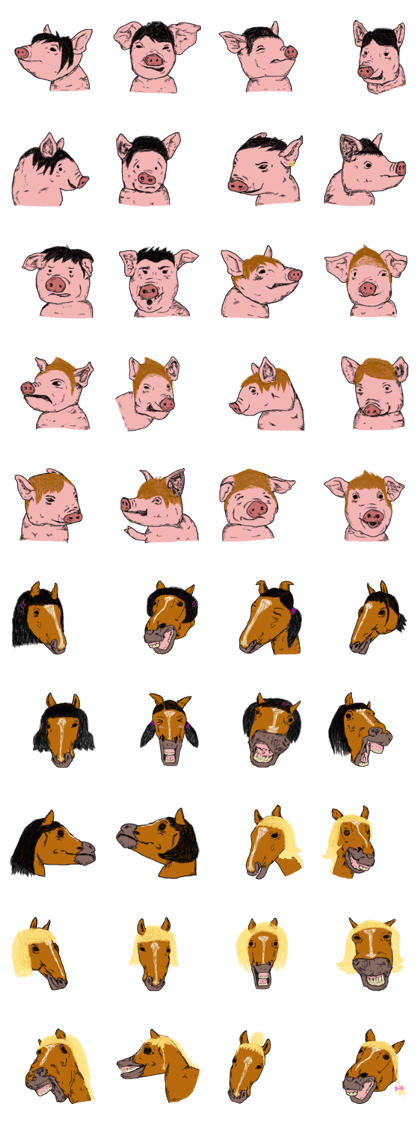 Pig man. Horse woman.