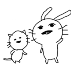 A rabbit and cat of the Japanese school