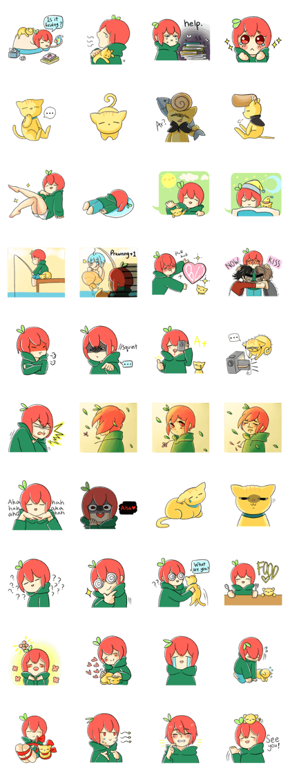 Apple boy and cat