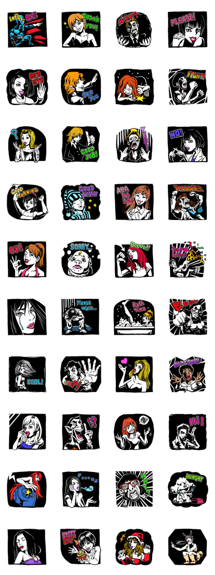 American comic-style stickers