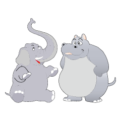 Good friends! Elephant & Hippopotamus