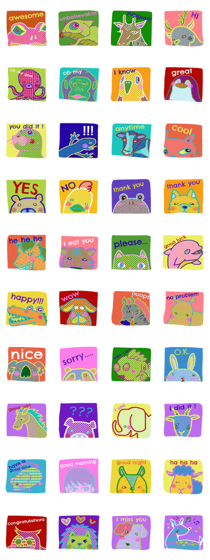 cute and colorful animal stickers