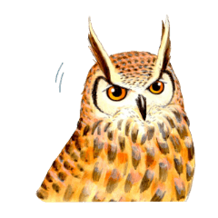 Cute horned owl Real style version