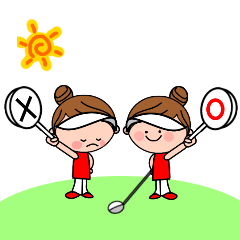 Girls golfer cheering stamp