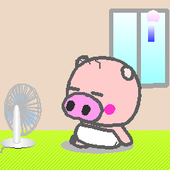 動くぶた　（赤ちゃん豚のブー（夏ver.））