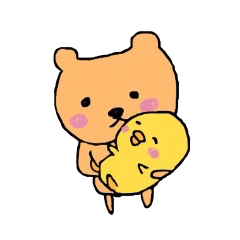 Pretty sticker of a bear and a chick