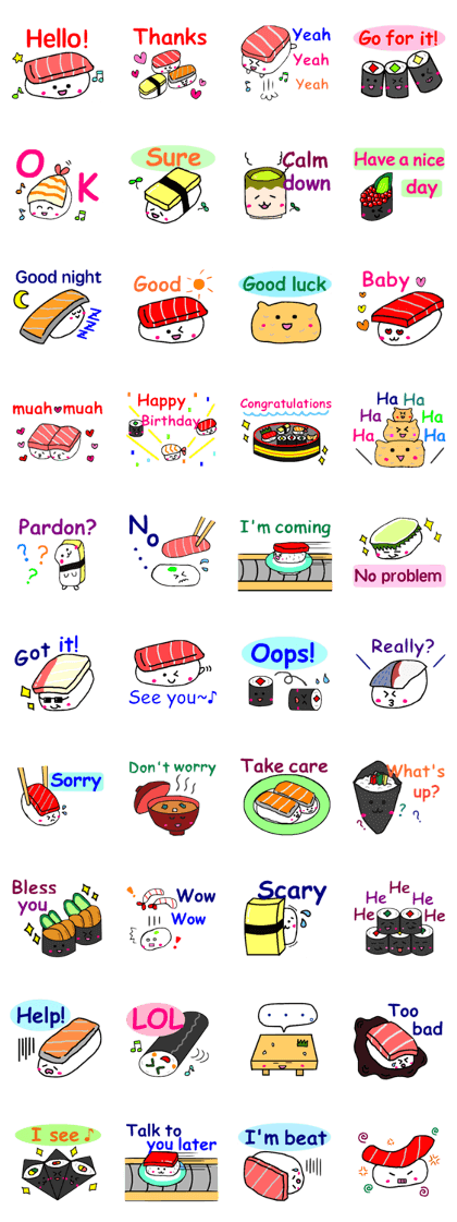 Sushi sticker of English