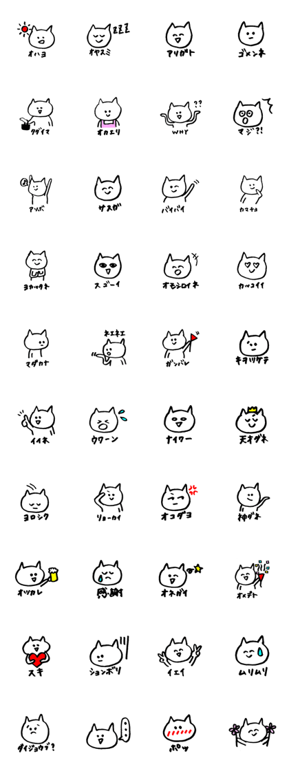Cats of various facial expressions